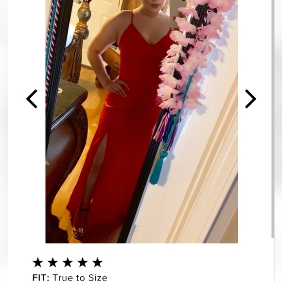 Lulus Hot Date Red Satin Maxi Dress Size Small Spaghetti Strap Slit Gown - Picture 3 of 10